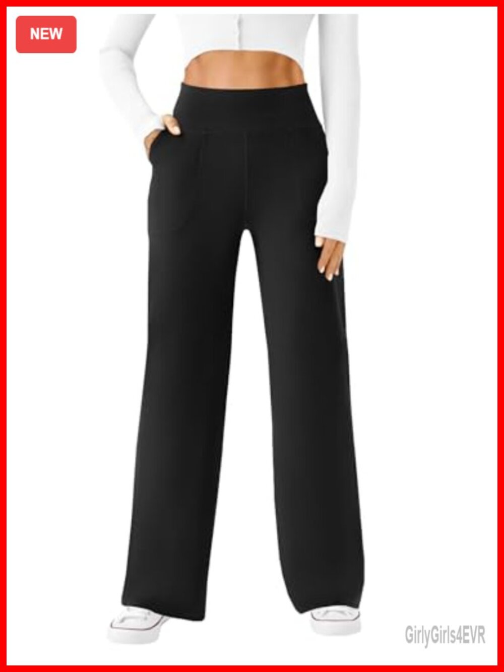 Wide Leg Yoga Pants High Waist Pull On with Pockets